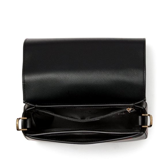 New Kate Spade Madison Rose Toss Printed Saddle Bag Crossbody Black Multi - Picture 3 of 5